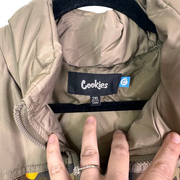 Cookies SF Mendocino camo Quilted Nylon Puffer Vest Jacket Size 2xl Mocha - Picture 4 of 9